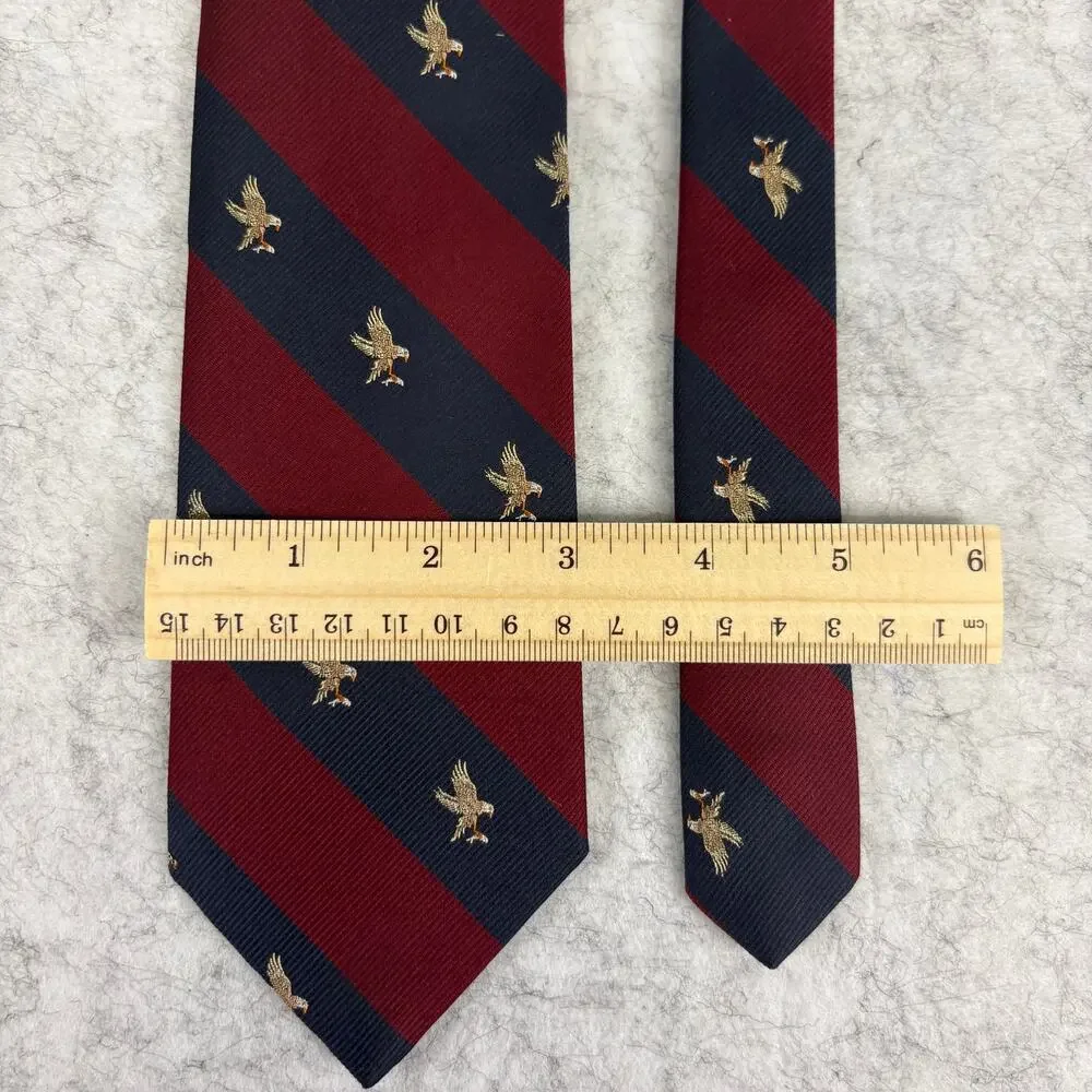 Retro Briar for Robinsons Eagle Motif Striped Silk Blend Tie 3.25